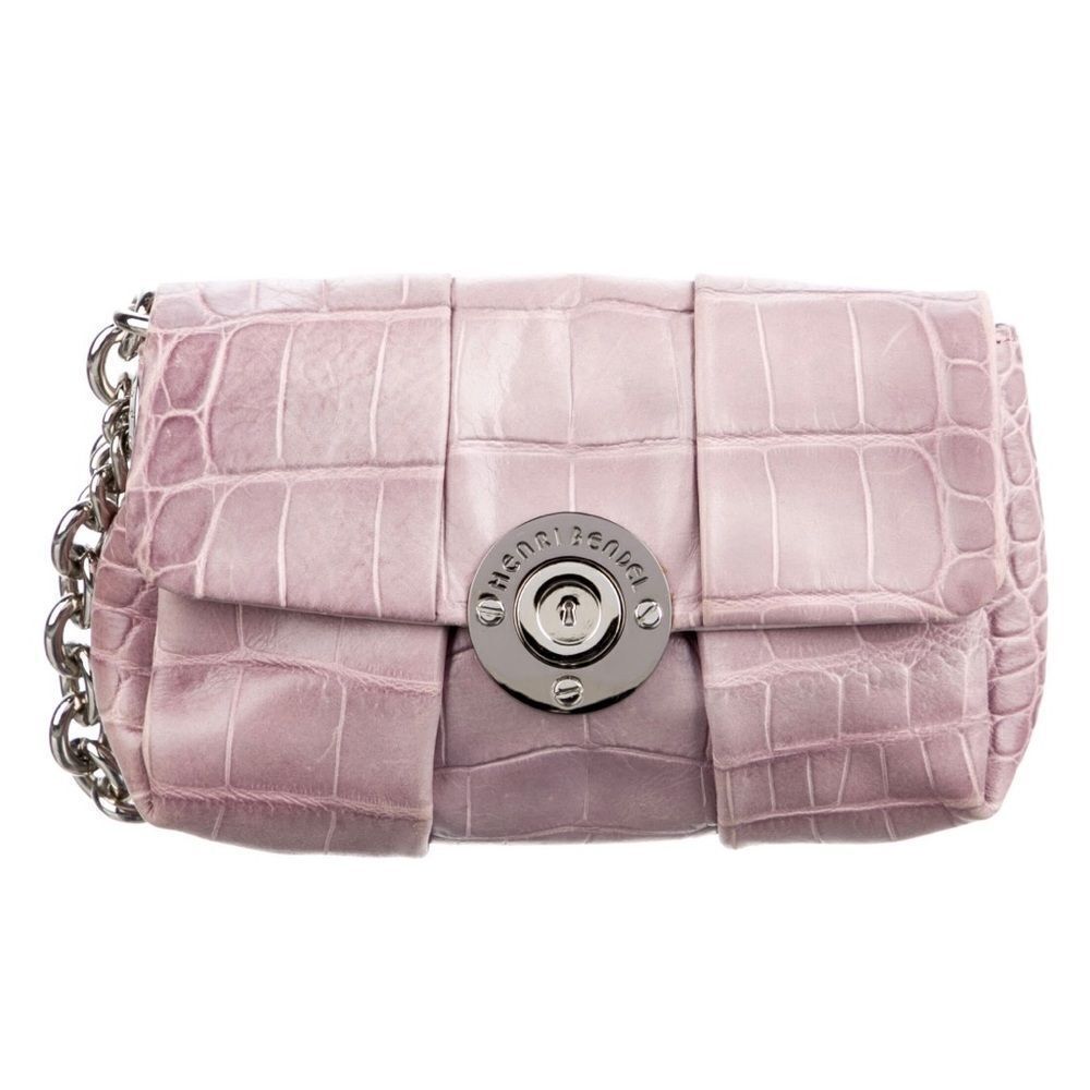 Henri Bendel Pink Croc-Embossed Clutch